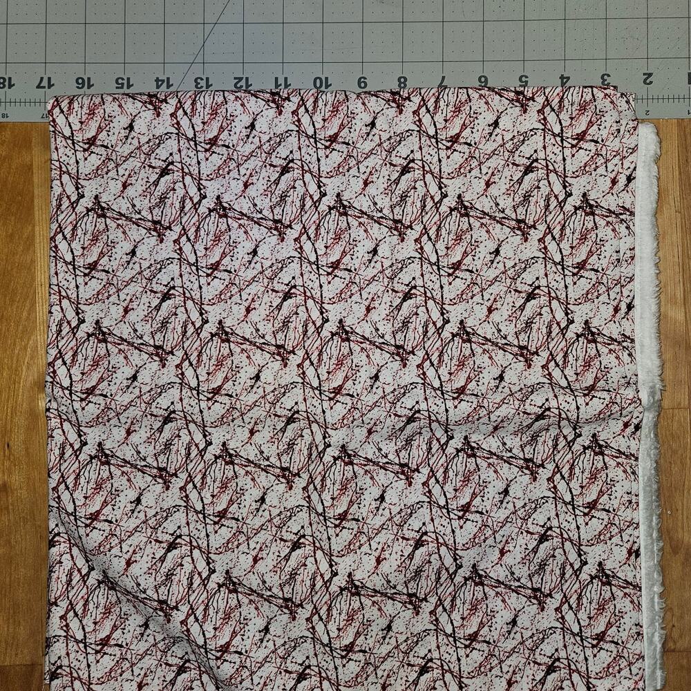 Blood Splatter Red White 1.5 yards Cotton Woven Fabric Halloween Sewing Craft